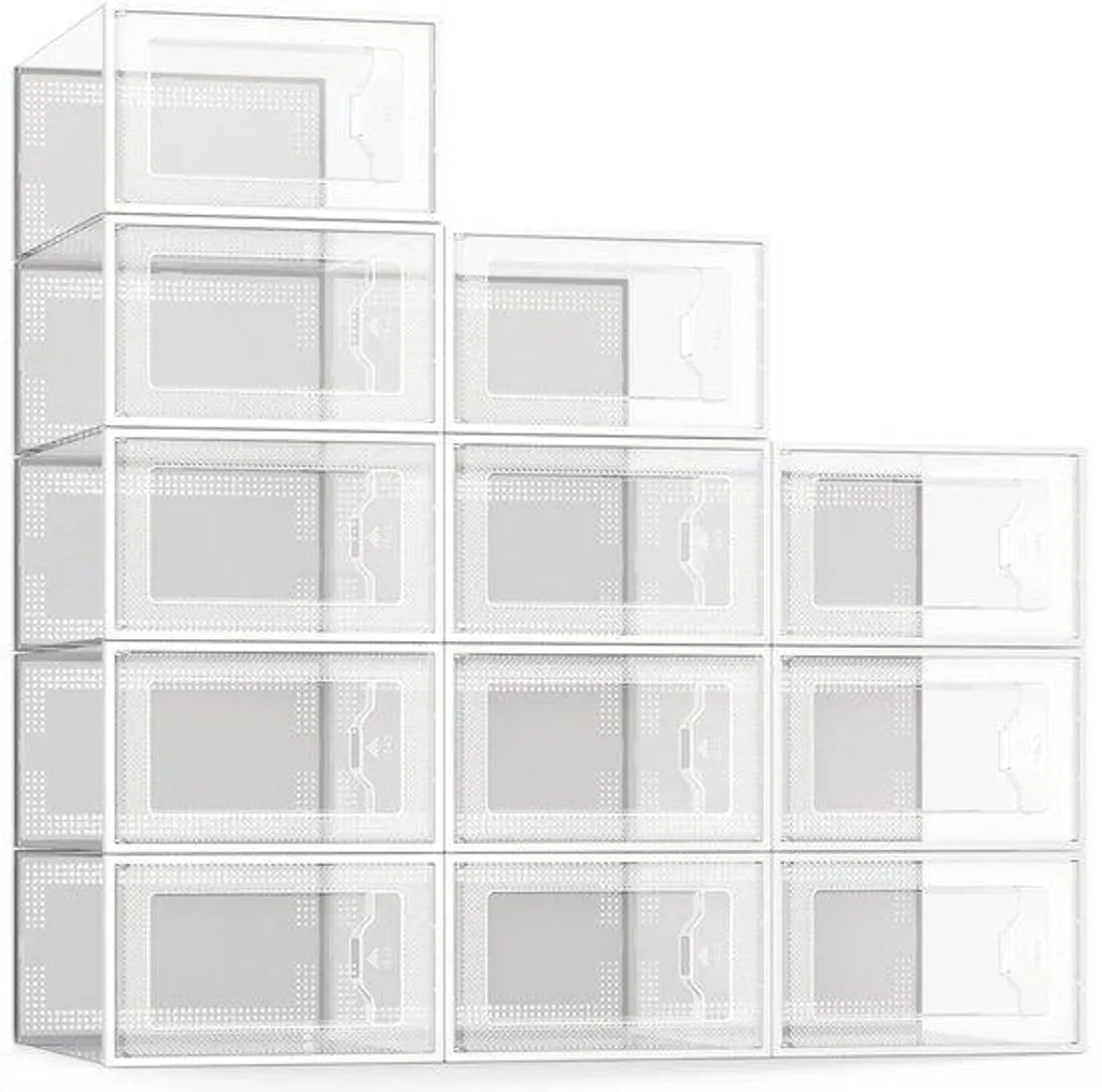 Boîtes à chaussures transparentes lot de 12 empilables en plastique