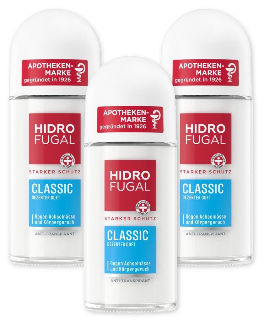 HIDROFUGAL Deo Classic Roll-On 3 x 50ml Produktbild 