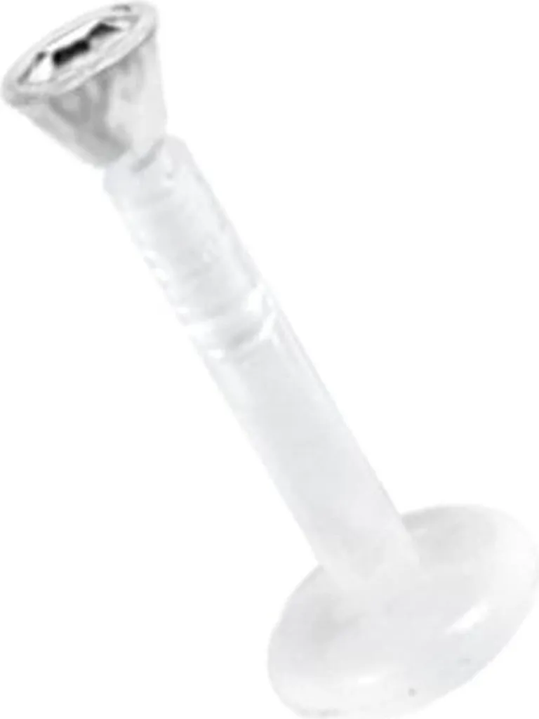Piercing Labbro Karisma Bioplast 1.2x6mm - Cristallo 2.2mm Bianco FLAJ