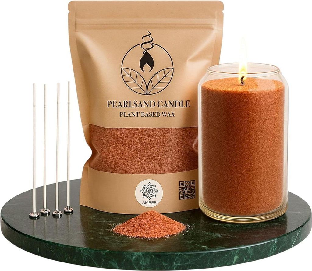 Kerzensand mit Duft und Docht, 400g, Kerzen selber machen, Kerzenwachs & Kerzendocht, Farbe:Amber