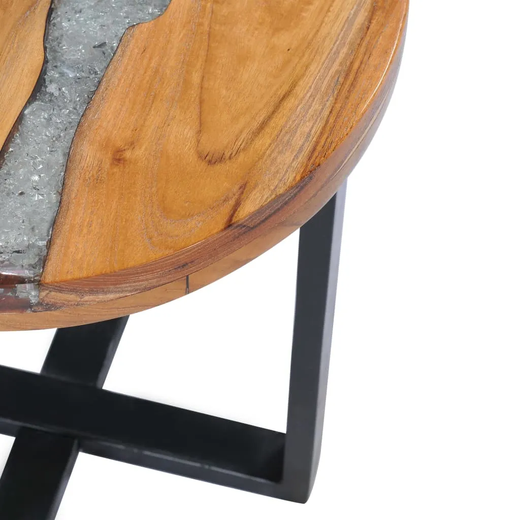 Petite table basse de salon pour espace réduit en teck et résine