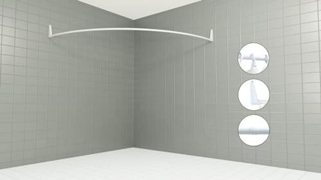 Erica Duschvorhangstange Ecke, 140x140 cm, Duschstange Winkel, Wandmontage für Badewannen, unterstützt ohne Deckenbefestigung, Stahl Weiß
