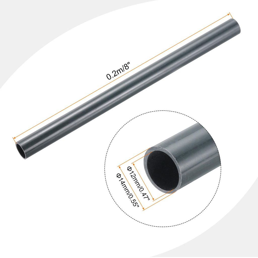 PVC Rohr, Durchmesser 12mm L?nge 0.2m Rund Kunststoffrohr fš¹r Garten, Aquarium, Wasserleitung, Kabelkanal, lš¹ftungsrohr (Dunkelgrau)