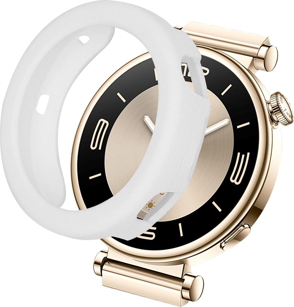 kwmobile Schutzhülle kompatibel mit Huawei Watch GT4 41mm Hülle - Fitness Tracker Case aus TPU - Soft Smartwatch Case Weiß