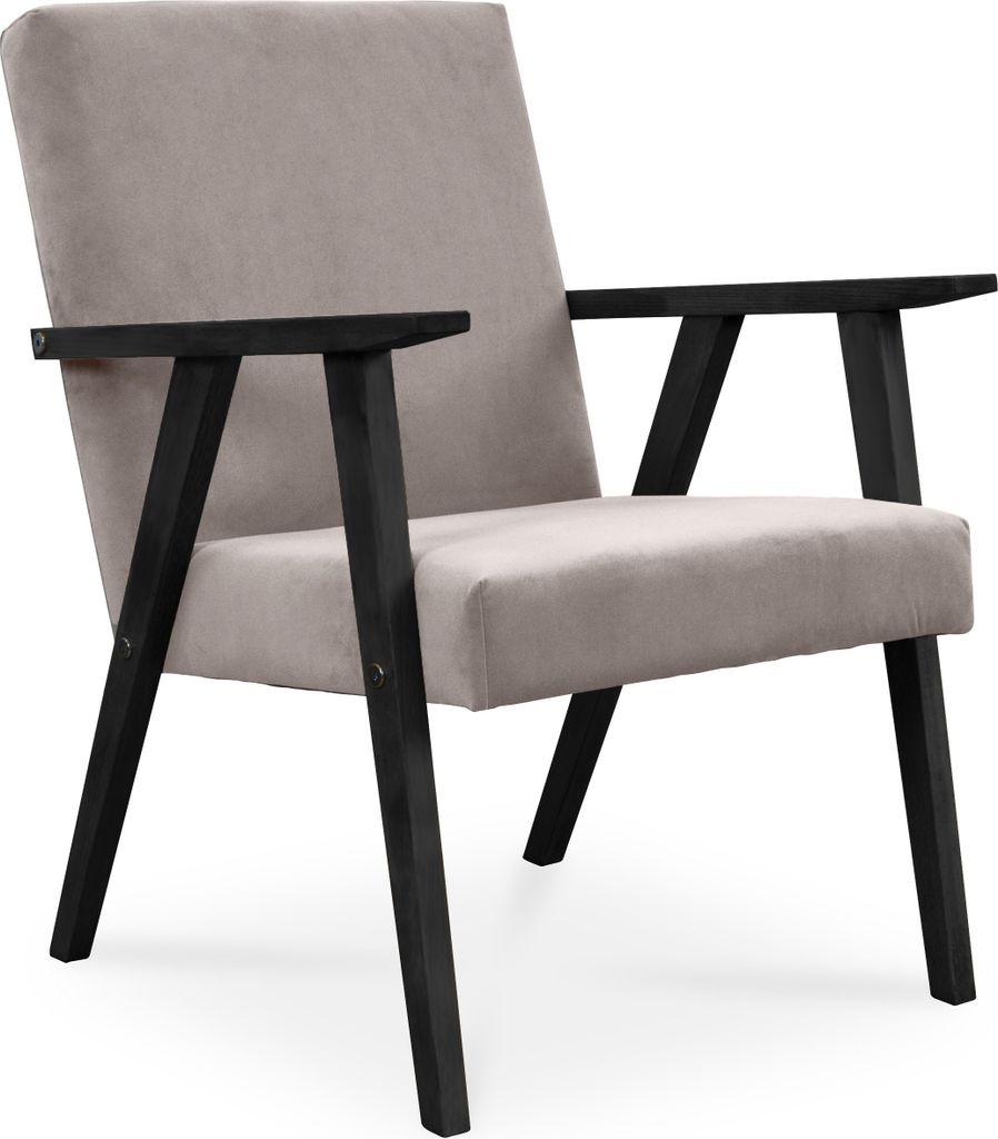 BETTSO Sessel Gepolsterter Cocktailsessel LISEK Beige Beine in Schwarz