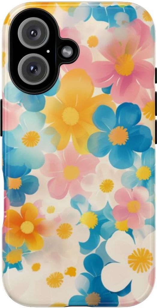 Lebhaftes Pastell-Blumenmuster – Hülle Kompatibel mit iPhone 16