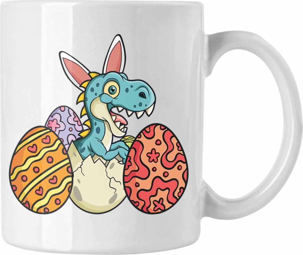 Trendation - Tasse Ostern T-Rex Dino Ostergeschenke Kinder Jugendliche Geschenke Lustige Grafik Osterhase Ostereier (Weiß)
