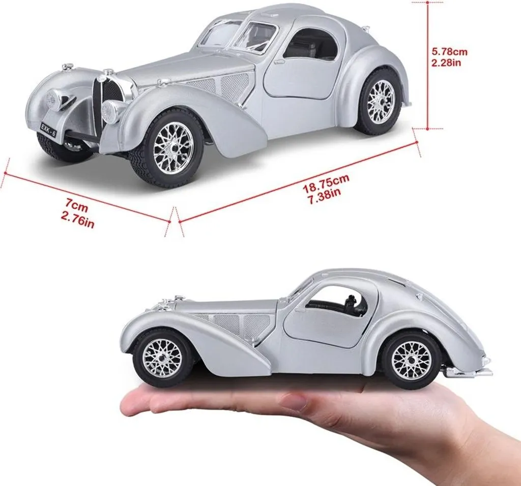 Réplique Bugatti Atlantic 1/24 Bburago : Qualité et Précision Argentée - 13