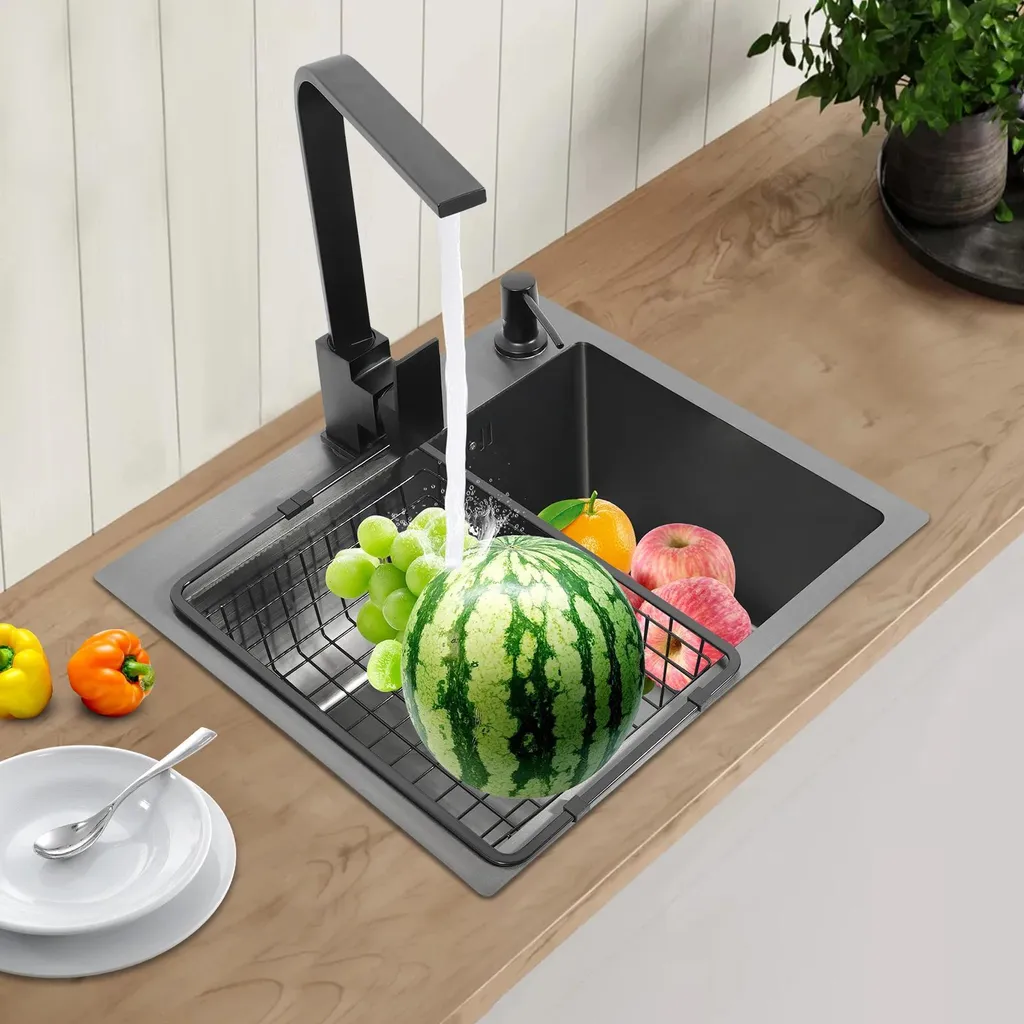 Évier Nano marron inox 201, robinet pivotant + distributeur de savon - 8