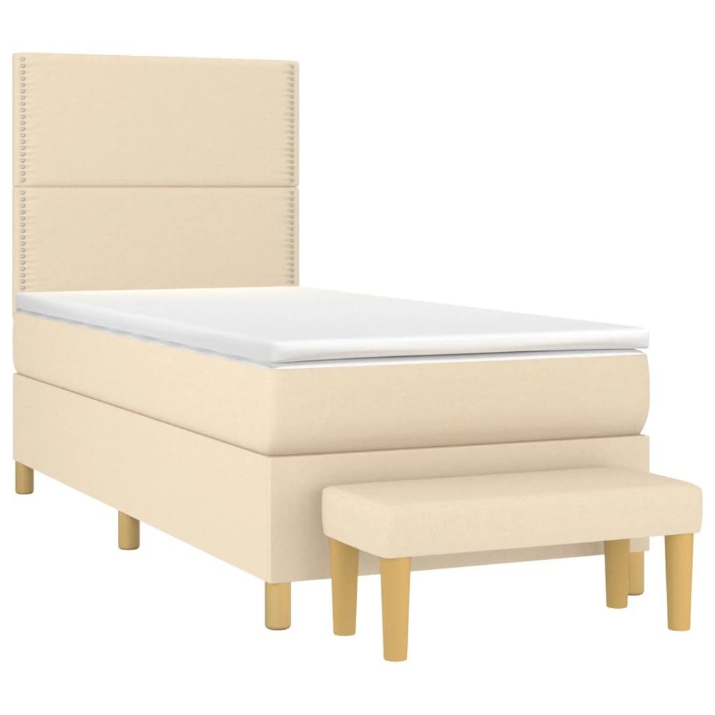 Boxspringbett mit Matratze Creme 90x190 cm Stoff