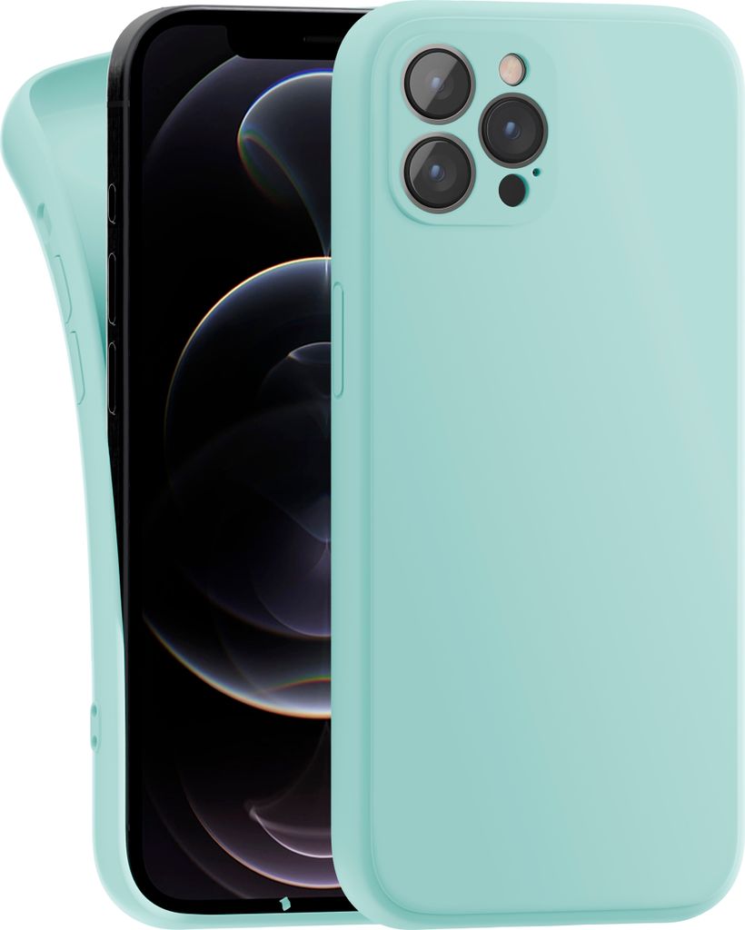 Hülle für Apple iPhone 12 Pro Max - Handyhülle mit Kameraschutz Cover aus Silikon in Mintgrün