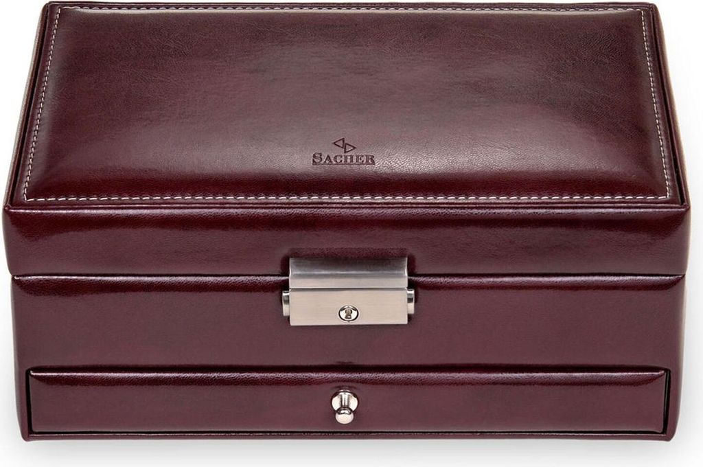 Sacher Schmuckkoffer Schmuckkasten FLORAGE bordeaux Schloss Schublade