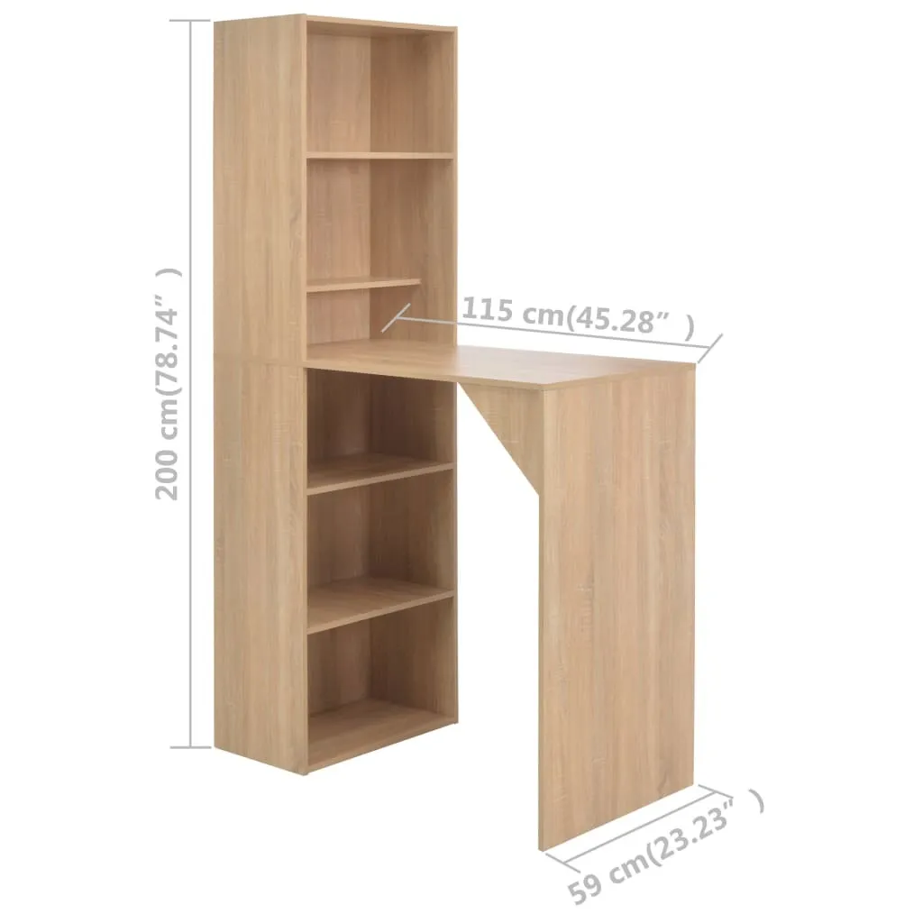 vidaXL Table de bar avec armoire aspect chêne clair - 115x59x200 cm - 5