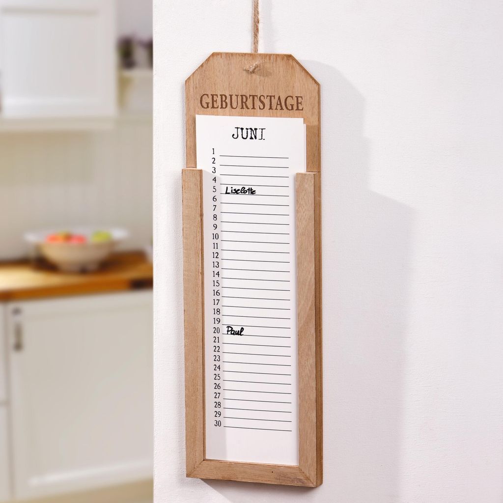 Memoboard Geburtstage Holz – Geburtstagskalender Produktbild 