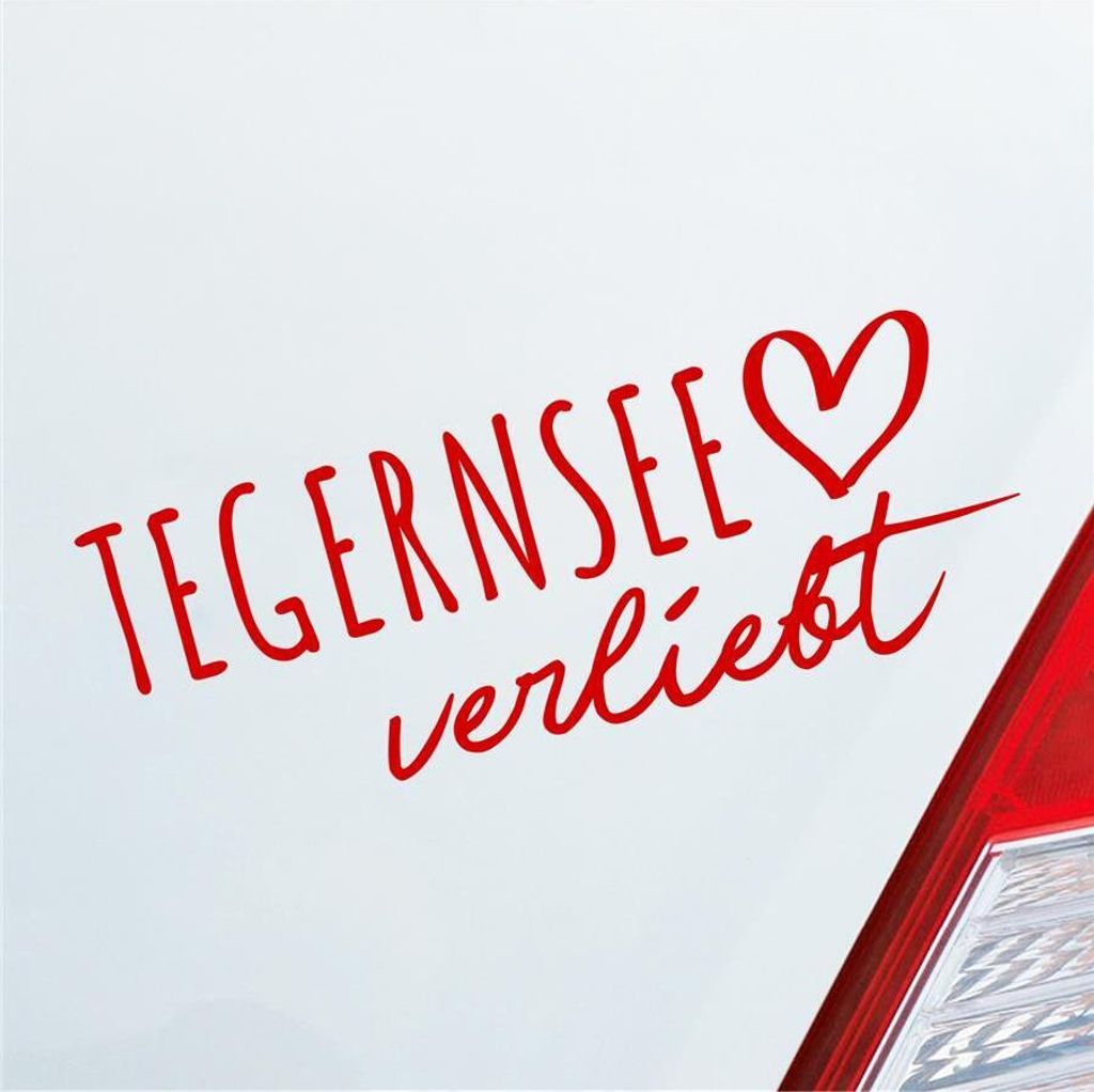 Auto Aufkleber Tegernsee verliebt Herz See Sea Liebe Car 19x7 cm Rot Sticker Heckscheibenaufkleber