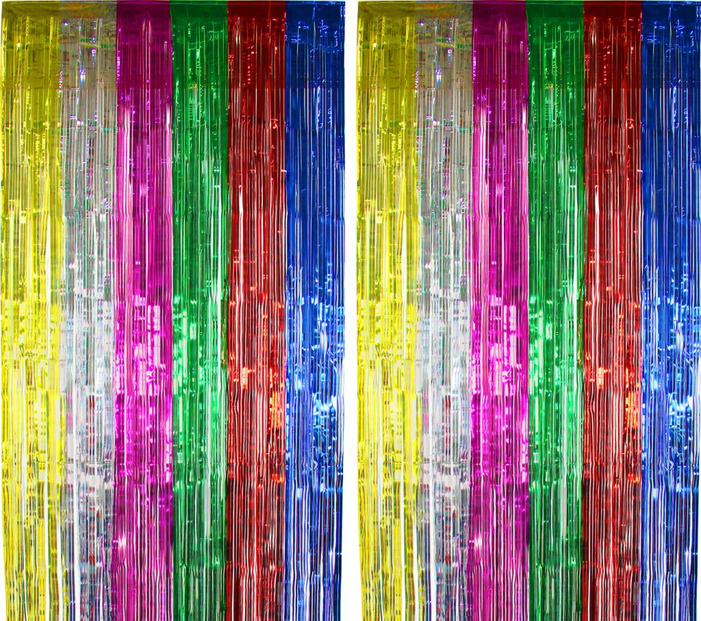 2x Lametta Vorhang - bunt - 91x244 cm Produktbild 
