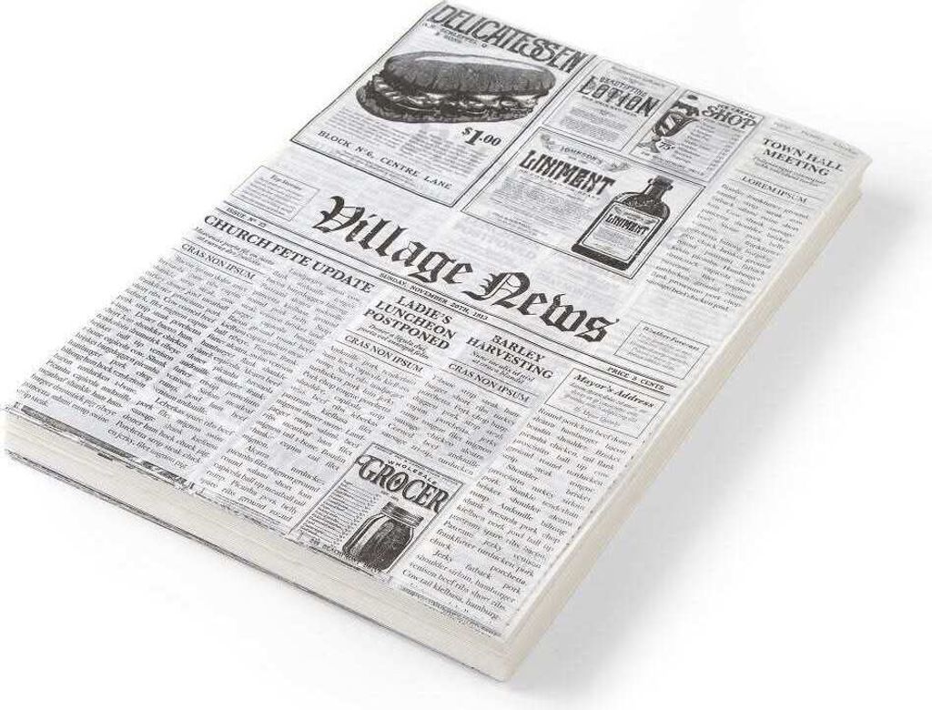 HENDI Fettresistendes Papier Zeitungsdruck 250x200 mm Produktbild 
