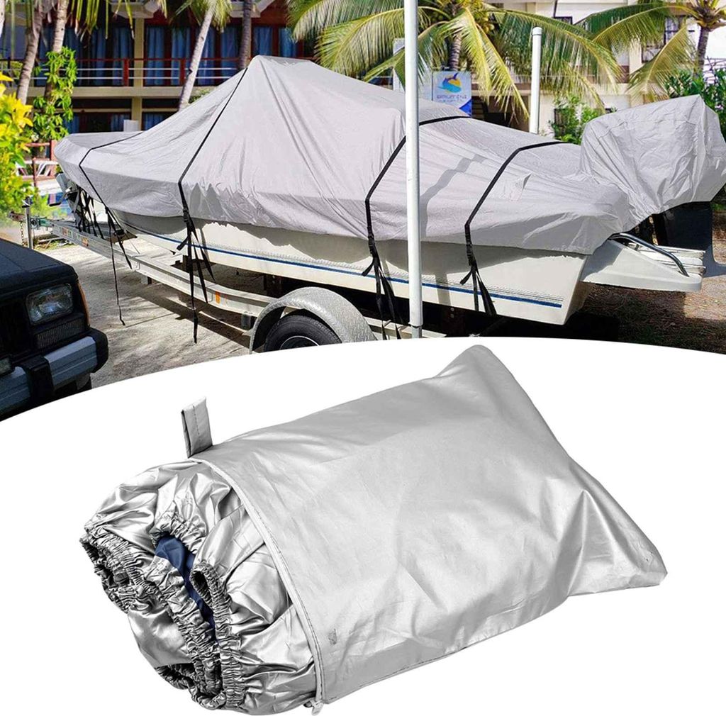 Bootsabdeckung, Yacht-Außenschutz, wasserdicht, strapazierfähig, silberfarben, reflektierend, 300D-Oxford-Gewebe, bruchsicher und reißfest, pass...