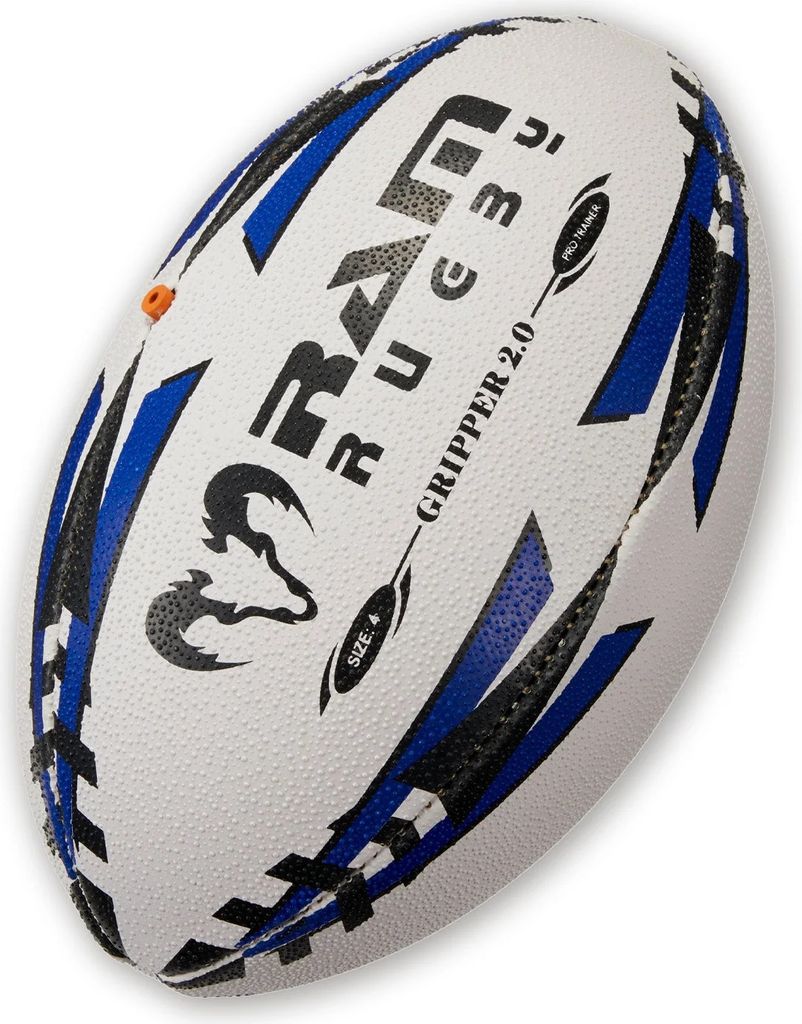Gripper Pro 2.0 Training Rugby Ball - Größe 4 Blau - Neue in-flight Ventil Technologie - 3D-Grip