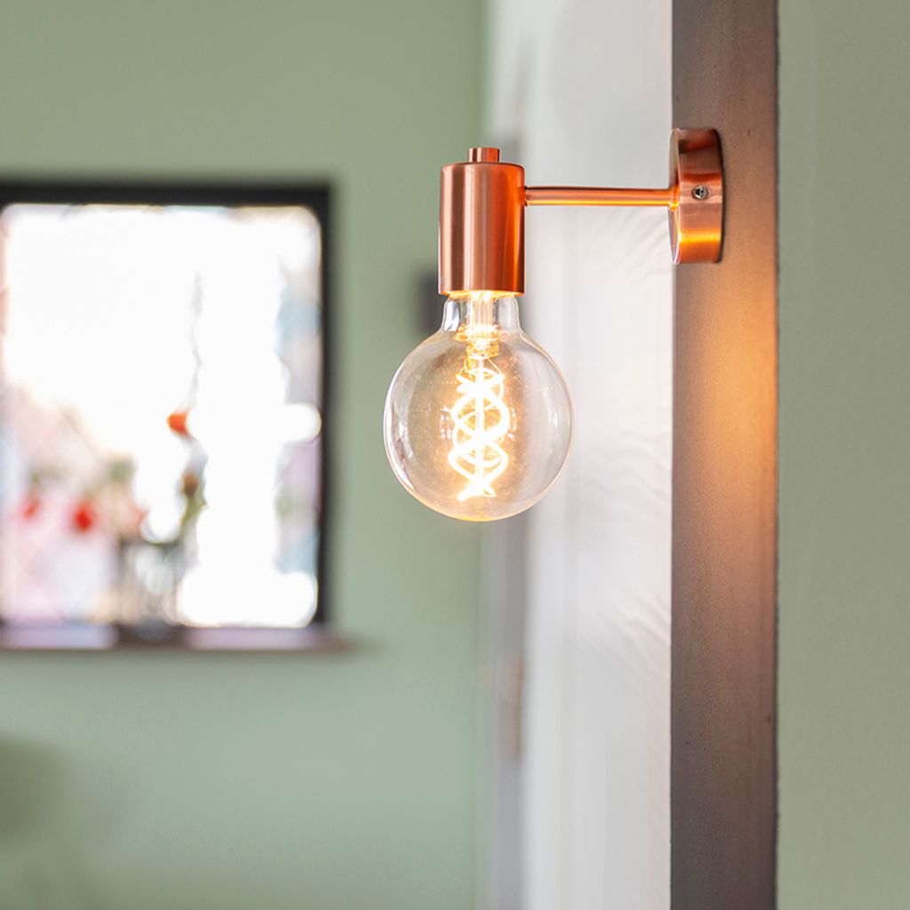 QAZQA - Design Art Deco Wandleuchte Kupfer Verstellbar - Facil I Wohnzimmer I Schlafzimmer - Stahl Rund - LED geeignet E27