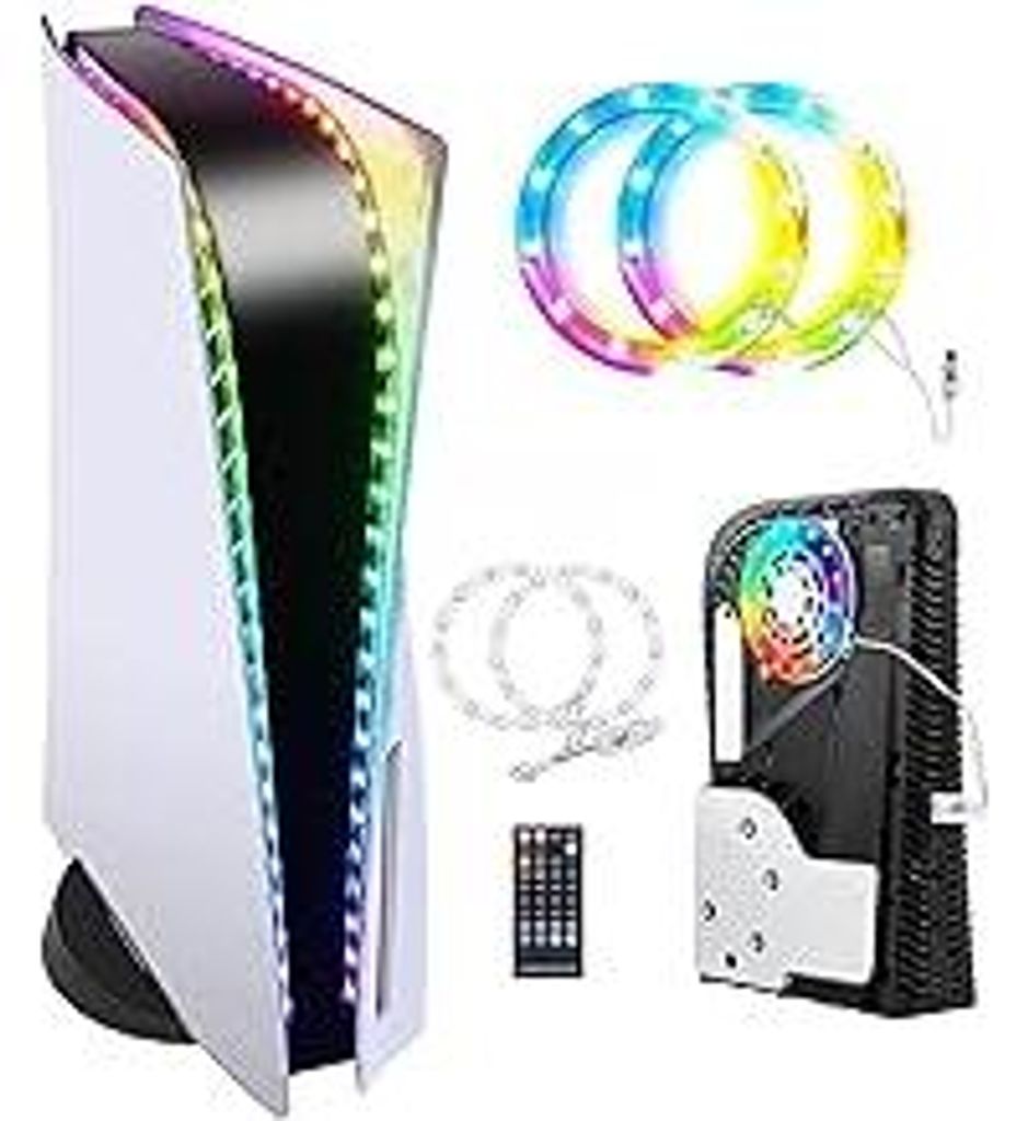 RGB-LED-Lichtleiste für PS5 pro PS5/Slim Konsole,7 Farben Mehrere Effekte Decoration Accessories Flexible Tape Lights Strips für PS5 Konsole mit ...