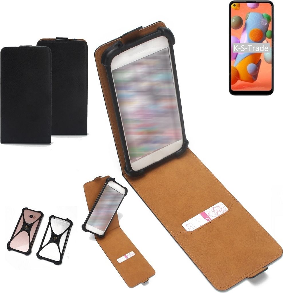 K-S-Trade Handyhülle Schutzhülle kompatibel mit Samsung Galaxy A11 Hülle Case Cover Flip Style Bumper schwarz 1x