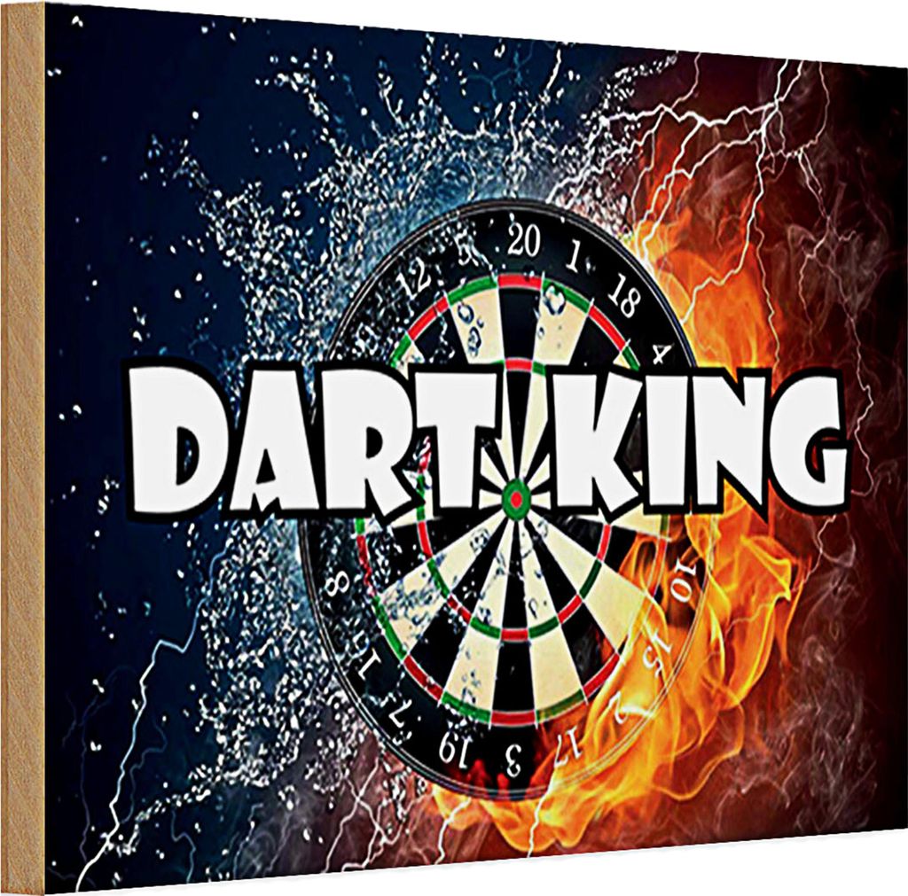 Holzschild Spruch 30x20cm Darts Dart King Wanddeko