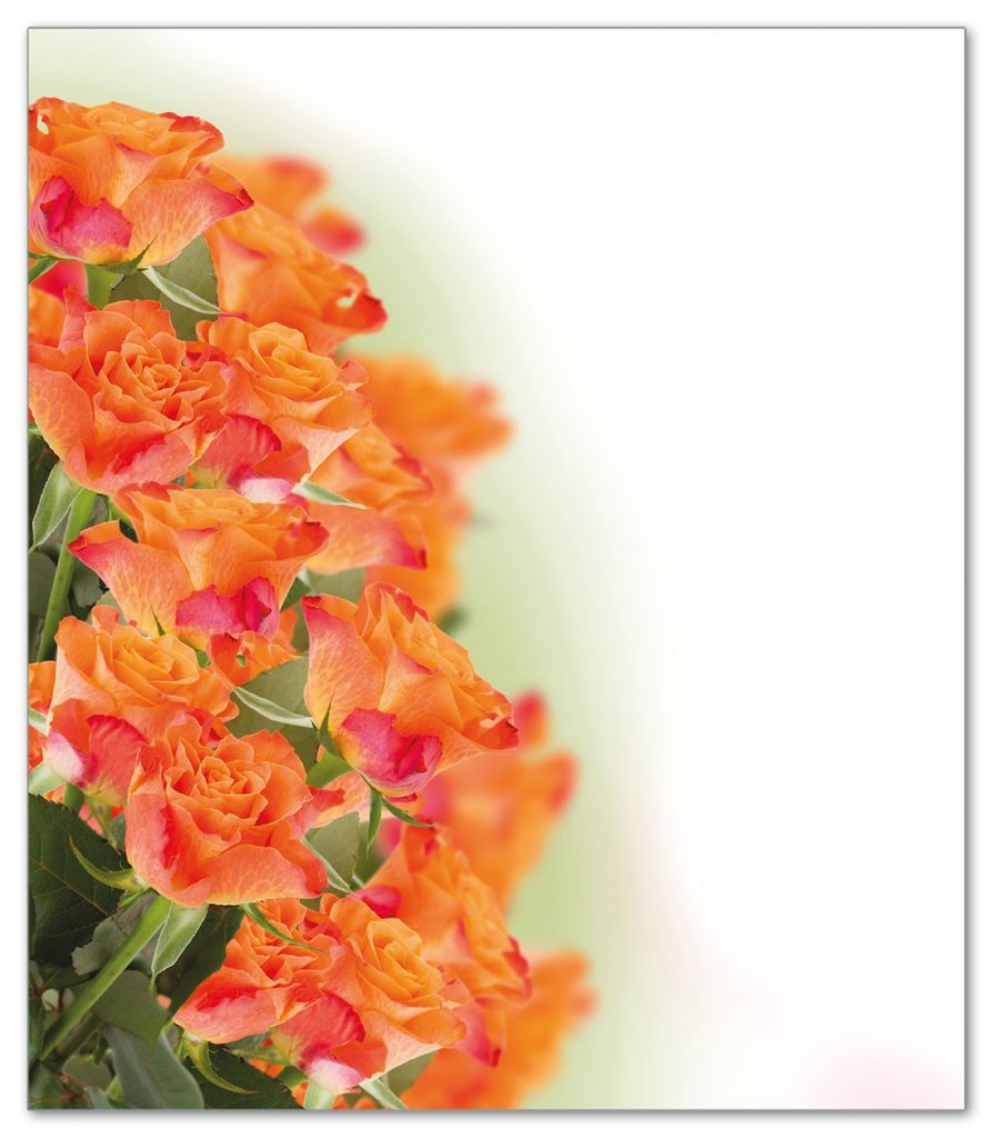 Wallario Herdabdeckplatte aus Glas, Größe 52 x 60 cm 1-teilig, Motiv Orangene Rosenblüten im Strauß