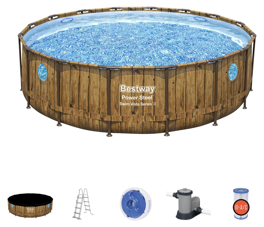 Piscina tonda Power Steel Swim Vista Series Con Oblò Immagine del prodotto 