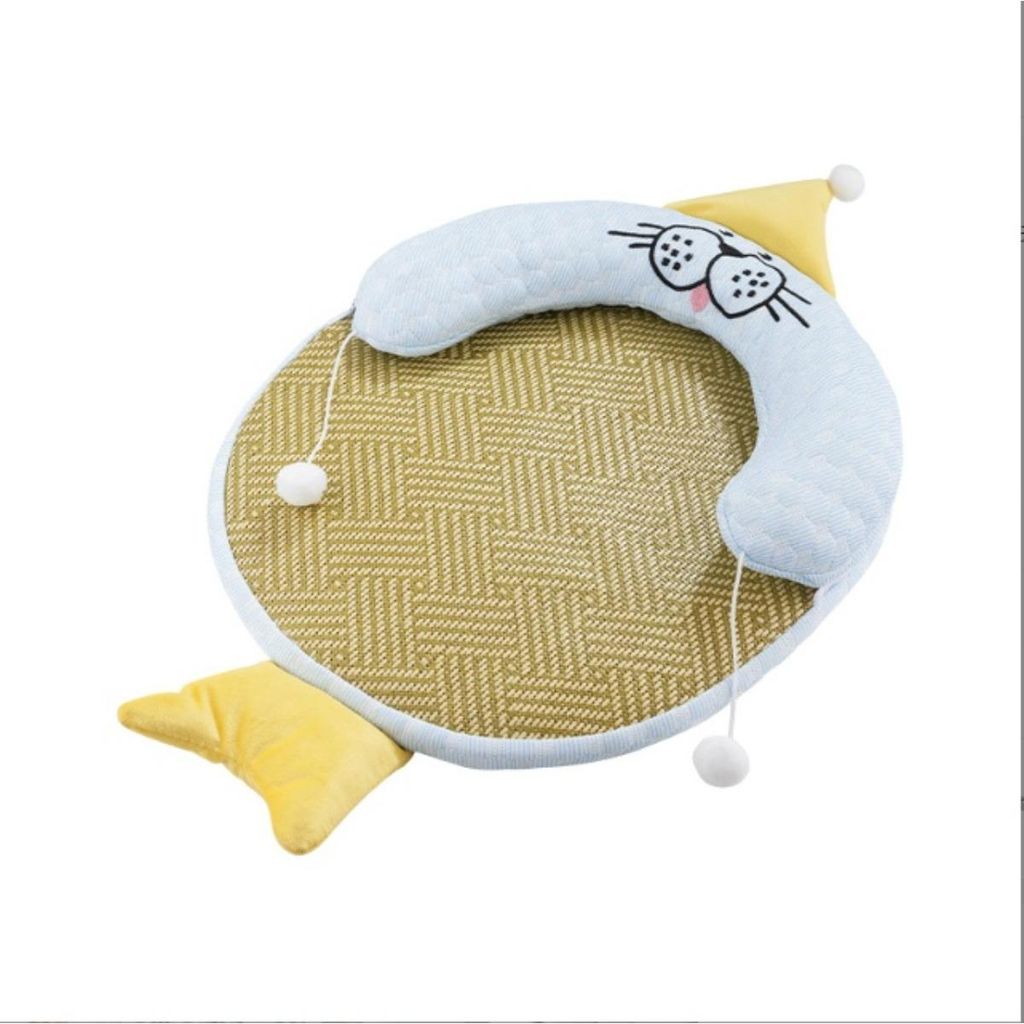 INF Sommerkühlmatte Polyester 60 x 37 x 8 cm für Haustiere Nackenstütze Blau S
