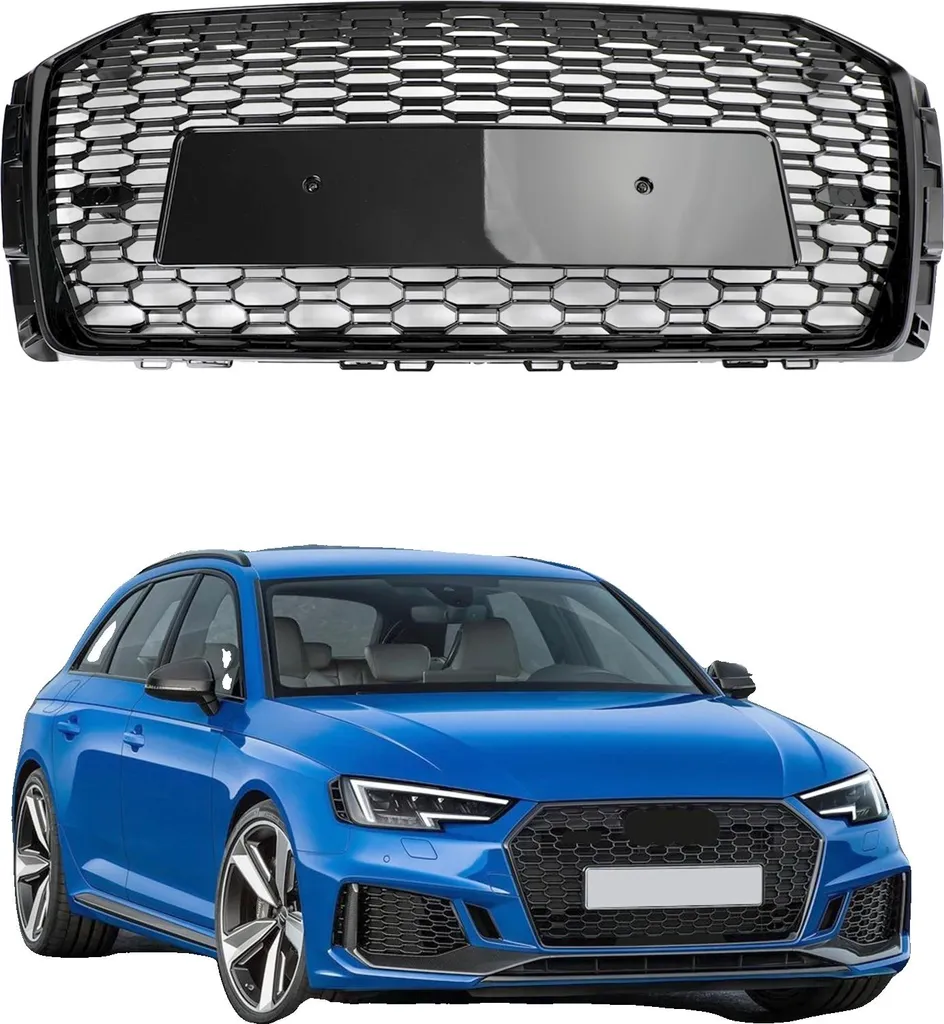 Calandre en Nid d'Abeille Noir Brillant pour Audi A4 S4 B9 2017-2019