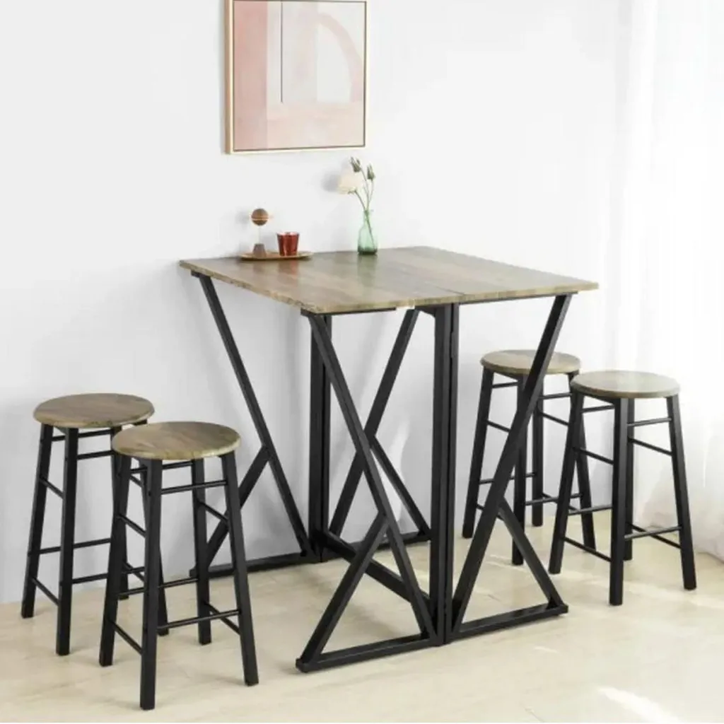 Solution Gain de Place : Table Haute Pliable DOCK et 4 Tabourets - 2