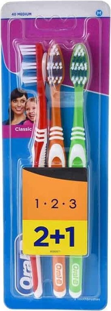 Oral-B Zahnbürste 123 Classic Care Medium 3er Set mit Wechselanzeige