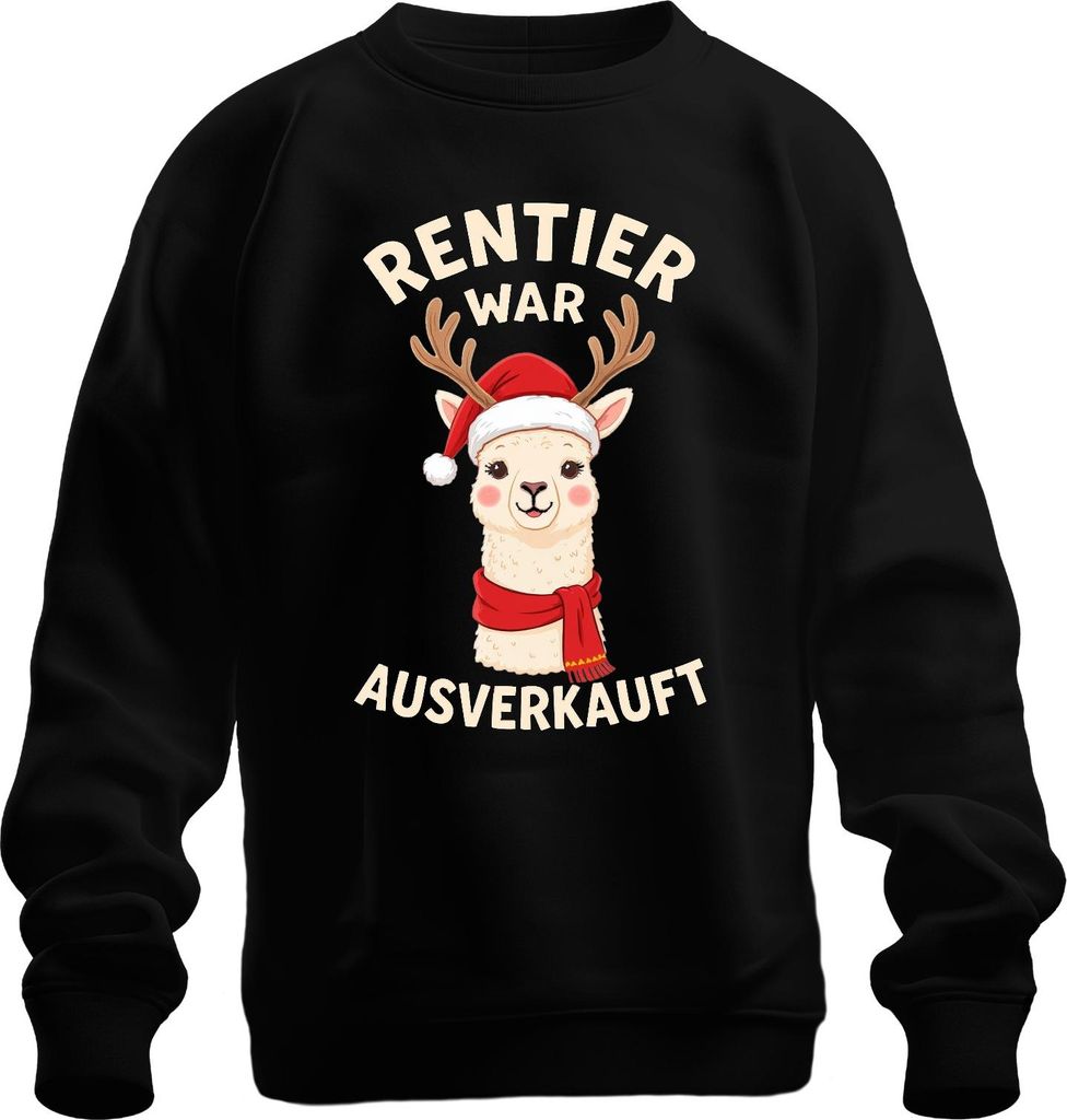 Rentier war t Alpaka Weihnachten lustig Geschenk Uni Sweatshirt Pullover, Schwarz, XL