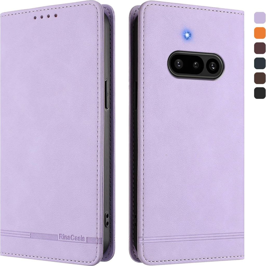 Hülle für Nothing Phone 3A, Retro Kunstleder Ständer Klapphülle mit Kartenfächer und Magnetische Violett