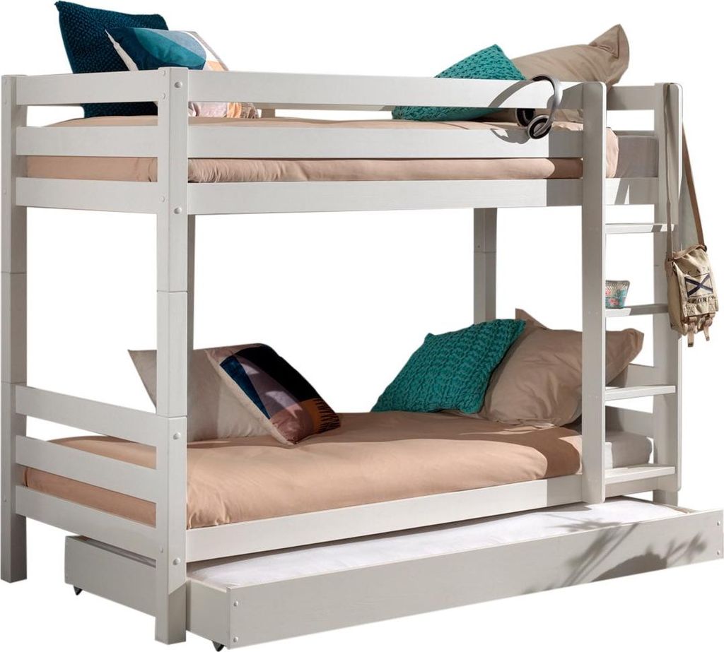 FURNLUX Bunk Bed Pino Weiss 90x200cm / Hauptfarbe: Weiß / Abmessungen: 106 x 210 x 161 cm
