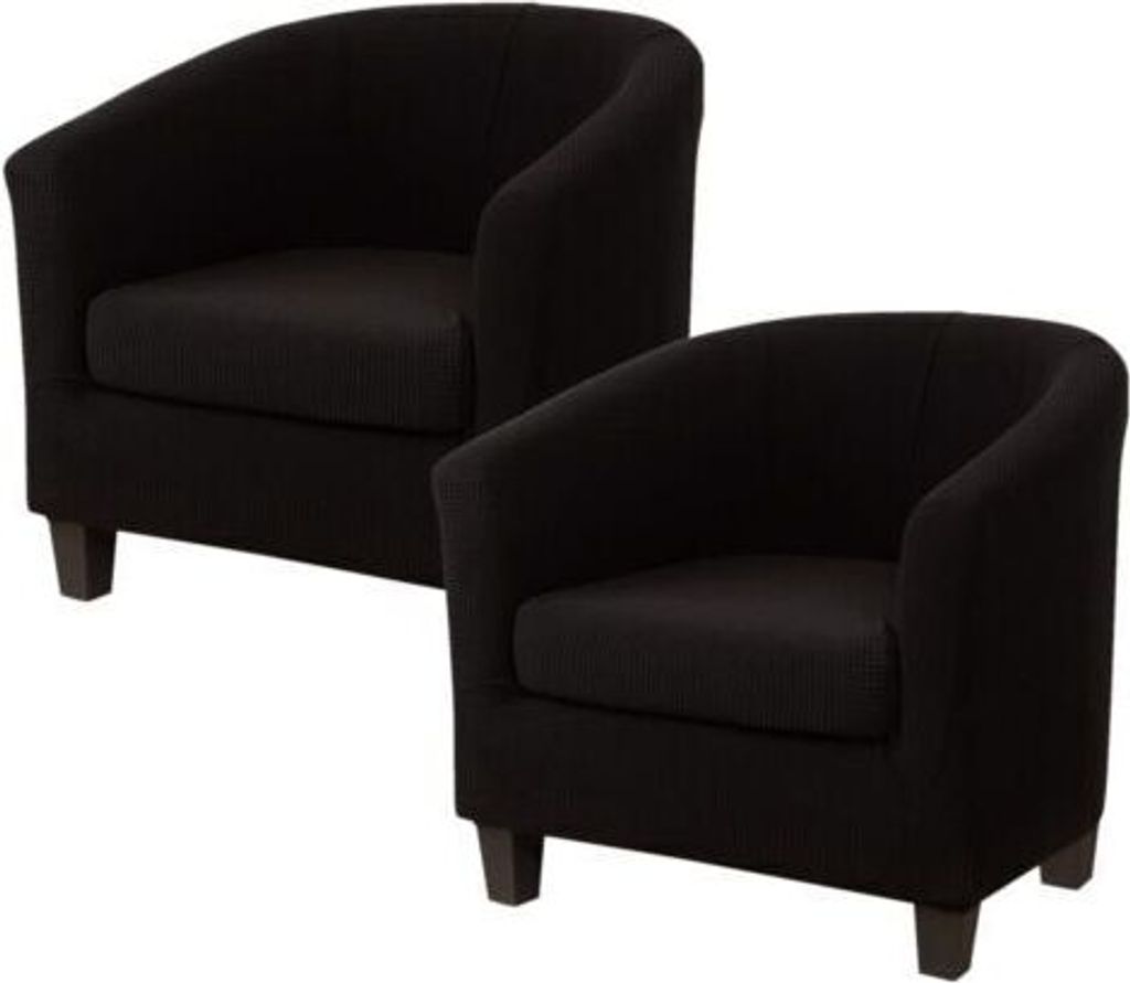 Polar-Fleece-Sesselbezug Stretch Sesselschoner Elastisch Sesselhusse Sesselüberwurf für Stuhl Clubsessel Husse Cocktailsessel Schonbezüge,Schwarz