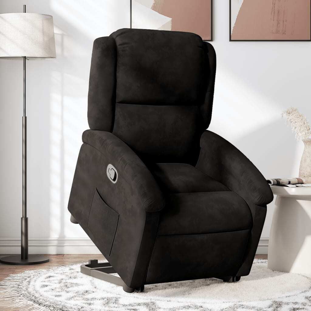Relaxsessel mit Aufstehhilfe Schwarz Samt, Klassische Sessel 2024 Neu DesignMöbel