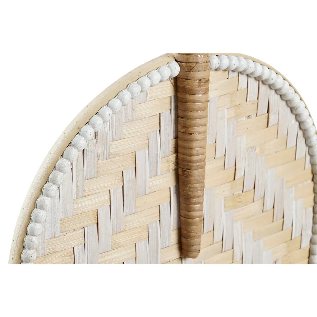 Déco murale éventail bicolore en bambou naturel marron et blanc DKD