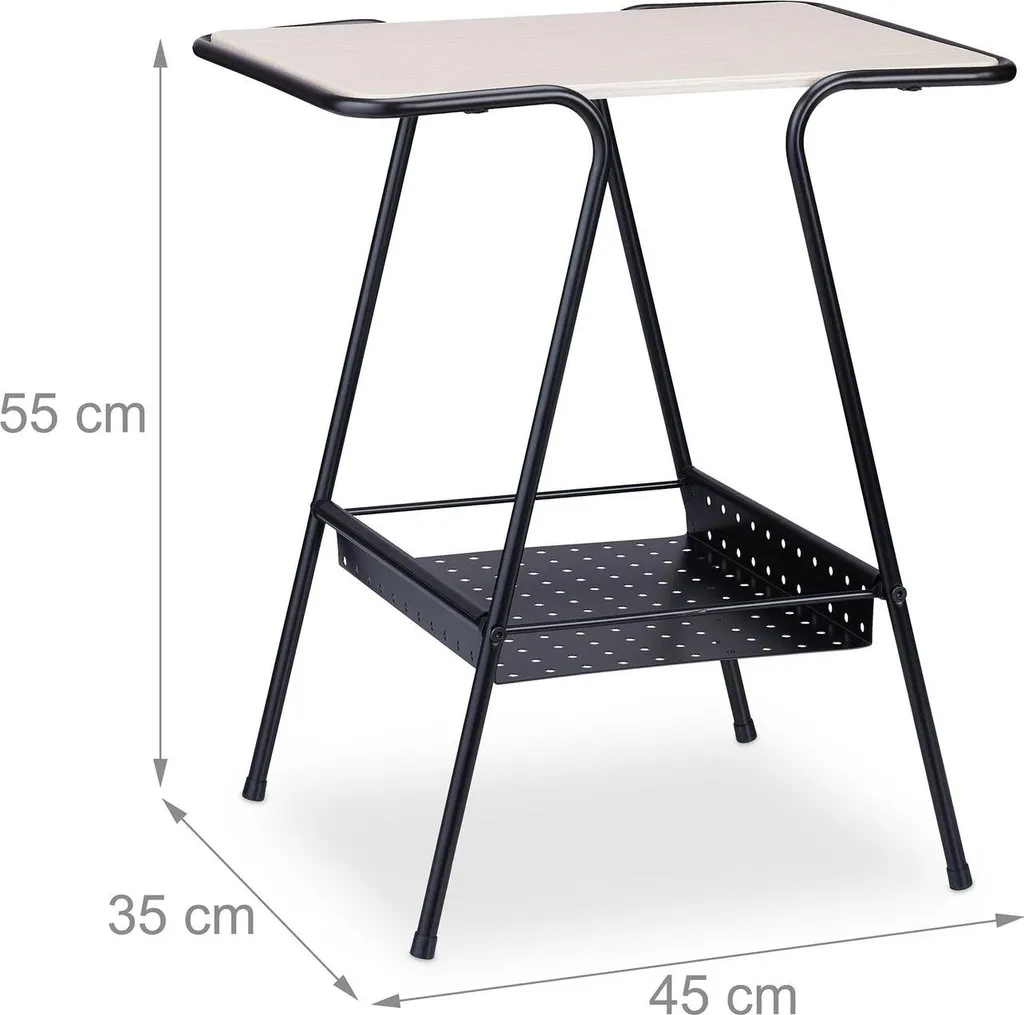 Table d'appoint avec étagère à magazines en bois et métal noir robuste