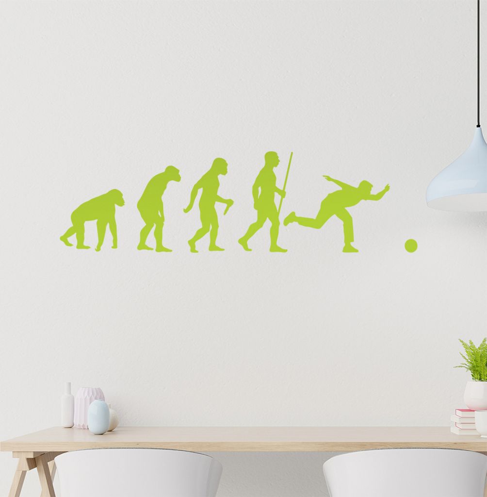 Bowling Kegeln Evolution Wandtattoo Wandaufkleber Wall Sticker - Dekoration, Küche, Wohnzimmer, Schlafzimmer, Badezimmer