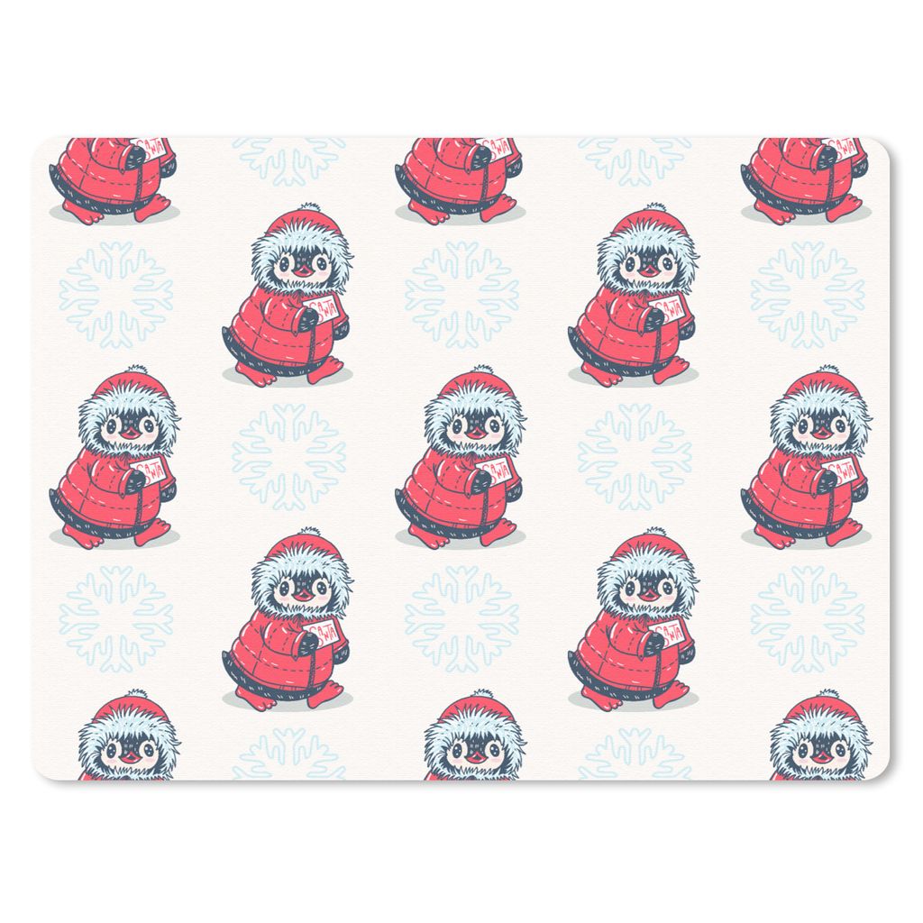 MuchoWow Mauspad Mousepad Pinguin - Schnee - Brief - Weihnachten - Muster 23x19 cm - Mousepads - Maus Mat - Pad - Mausunterlage - Schreibtischunt...