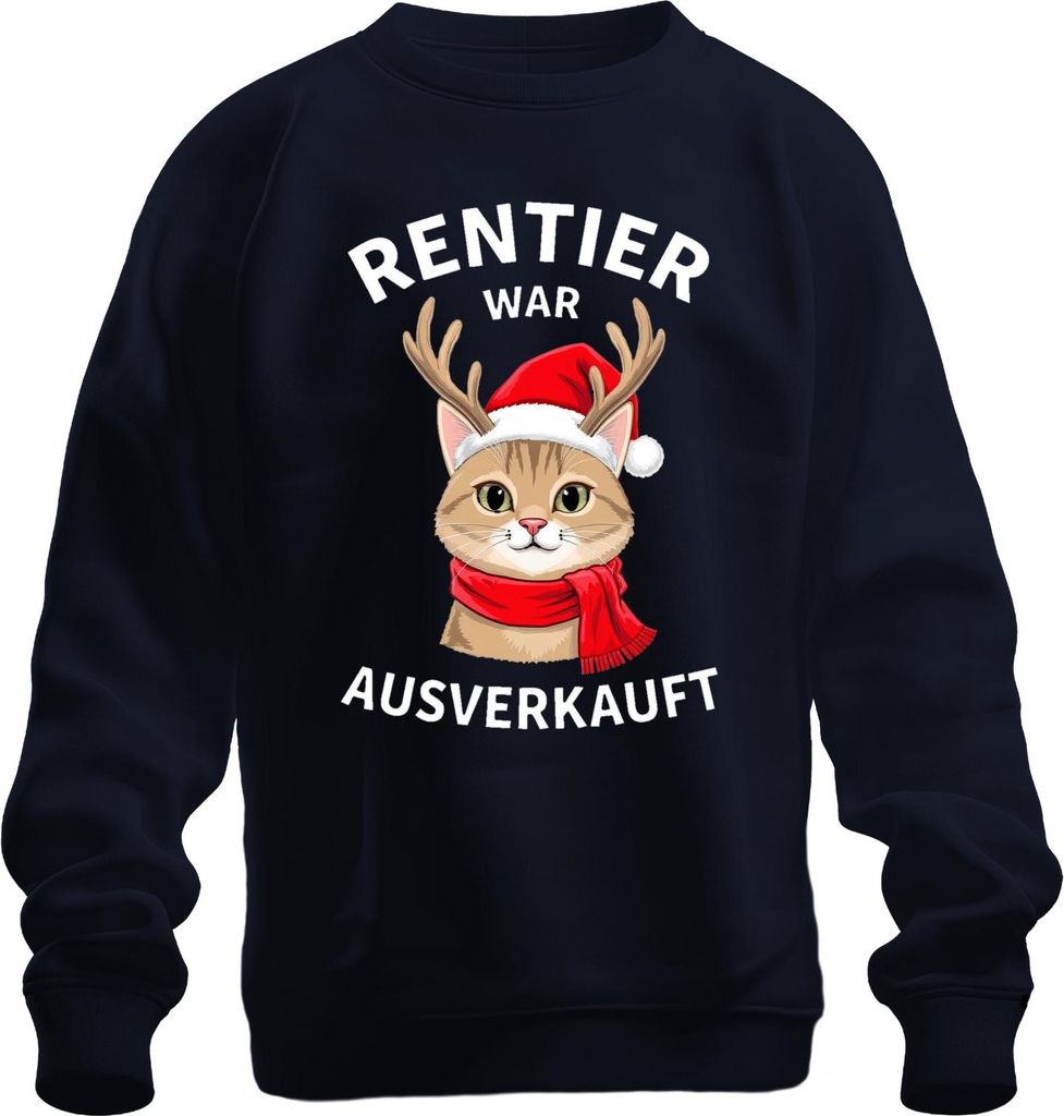 Rentier war t Katze Santa Weihnachten lustig Geschenk Uni Sweatshirt Pullover, Navy, XXL