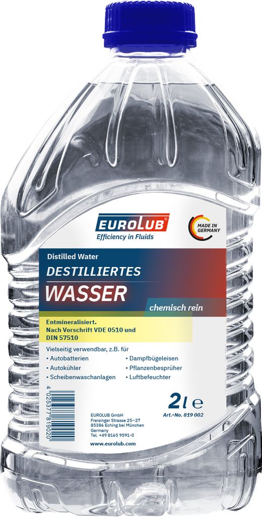EUROLUB Destilliertes Wasser 2 L Produktbild 