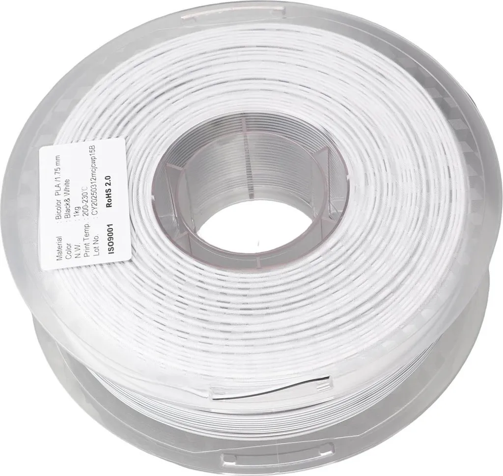 Filament 3D PLA Bicolore Noir et Blanc pour Créations Déco et Design