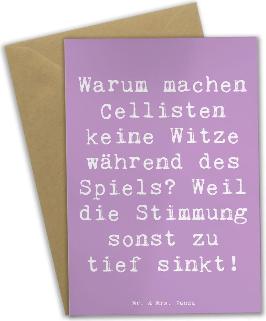 Mr. & Mrs. Panda Grußkarte Spruch Cello Witz Verdorben - Lavendeltraum - Geschenk, hochzeitskarten, Grußkarten, Klassische Musik, Lernen, Musikin...