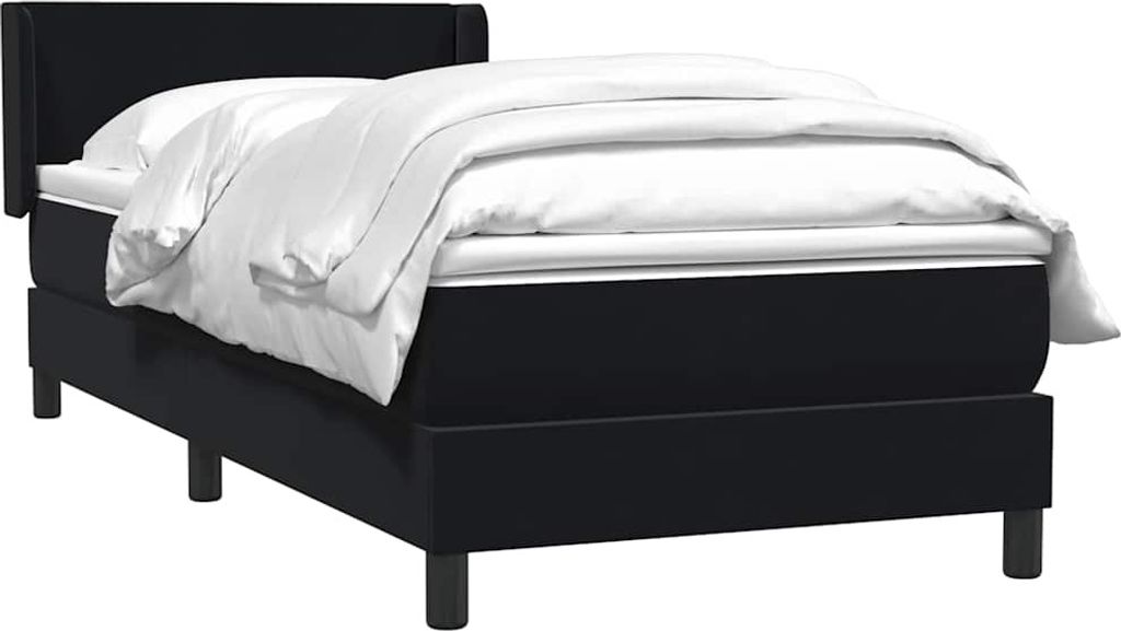 vidaXL Boxspringbett mit Matratze Schwarz 80x220 cm Samt