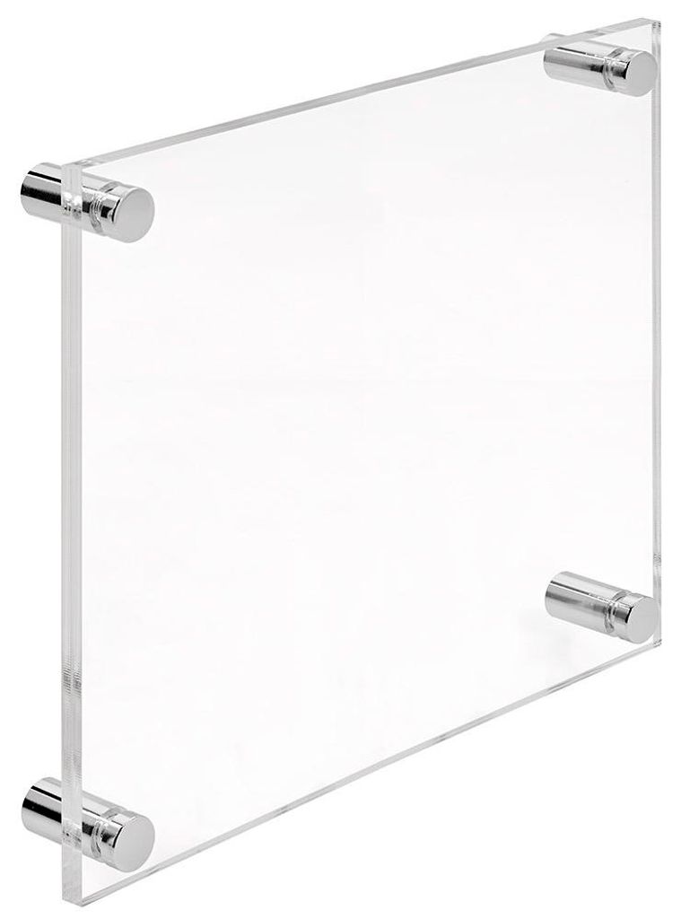 Firmenschild Namensschild Acrylglas 300x300 mm – inkl. 4 Alu-Abstandshalter 13x19 mm, Chrome, Türschild