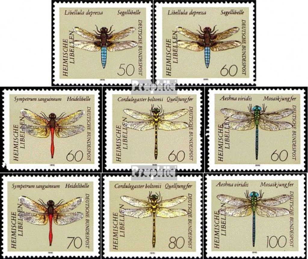 Briefmarken BRD (BR.Deutschland) 1991 Mi 1545-1552 (kompl.Ausgabe) gestempelt Libellen