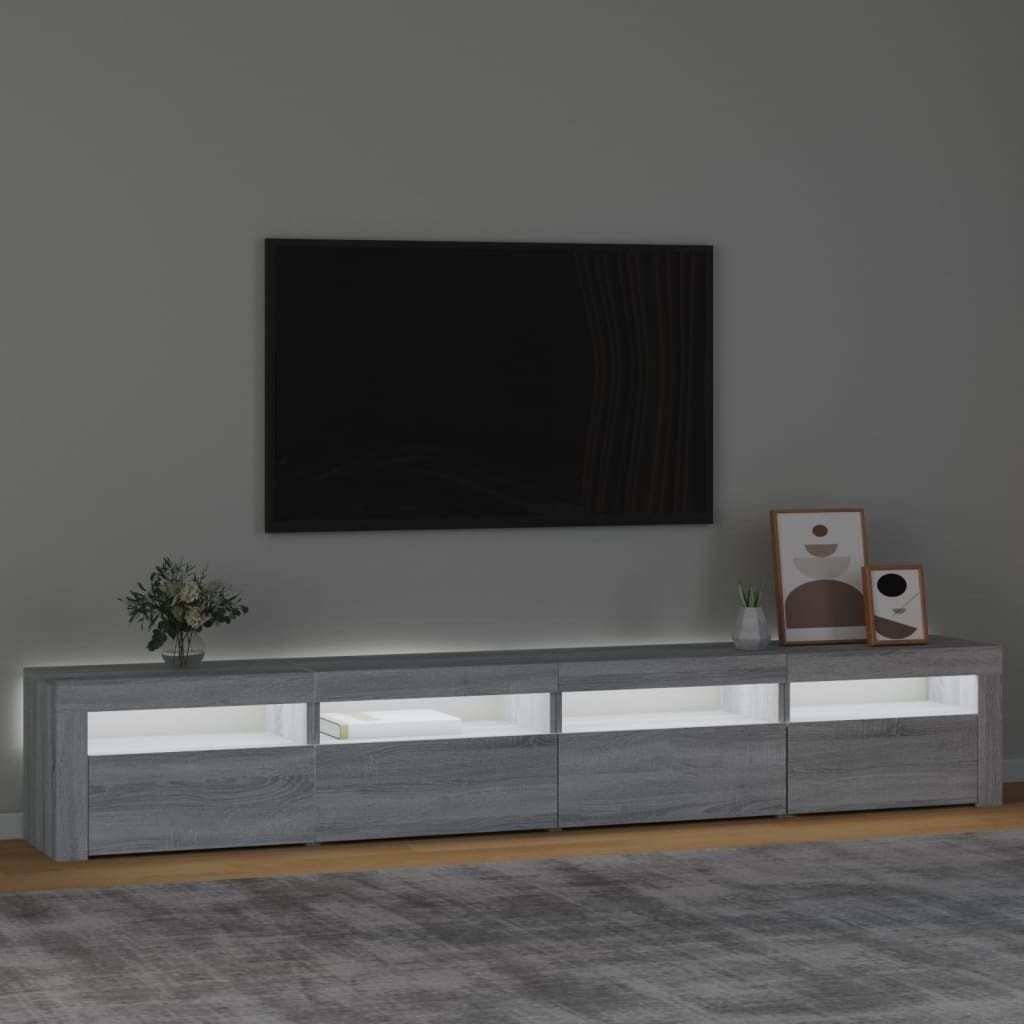 vidaXL Armoire TV avec lampes LED Gris Sonoma 240x35x40 cm Image du produit 